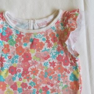 joe fresh floral flutter sleeve bodysuit diaper shirt 3-6 months baby girl